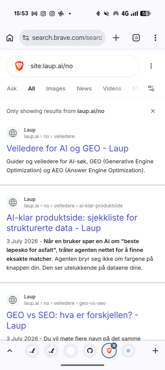 site:laup.ai/no with region United States: only the three guide pages.